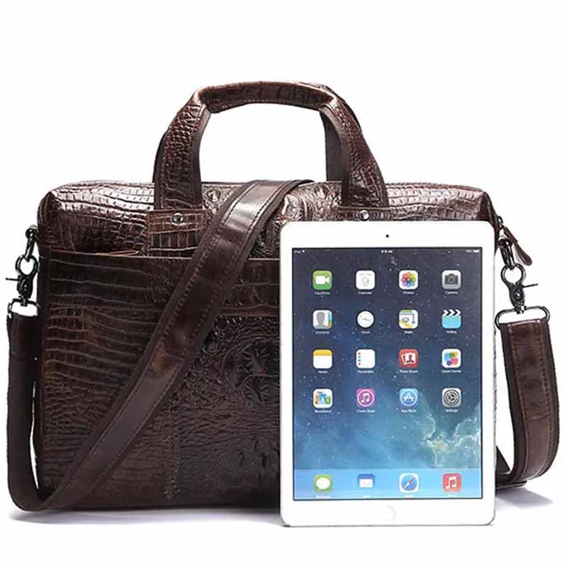 Yishen аллигатора узор из натуральной кожи Для мужчин Портфели Бизнес Сумки Винтаж