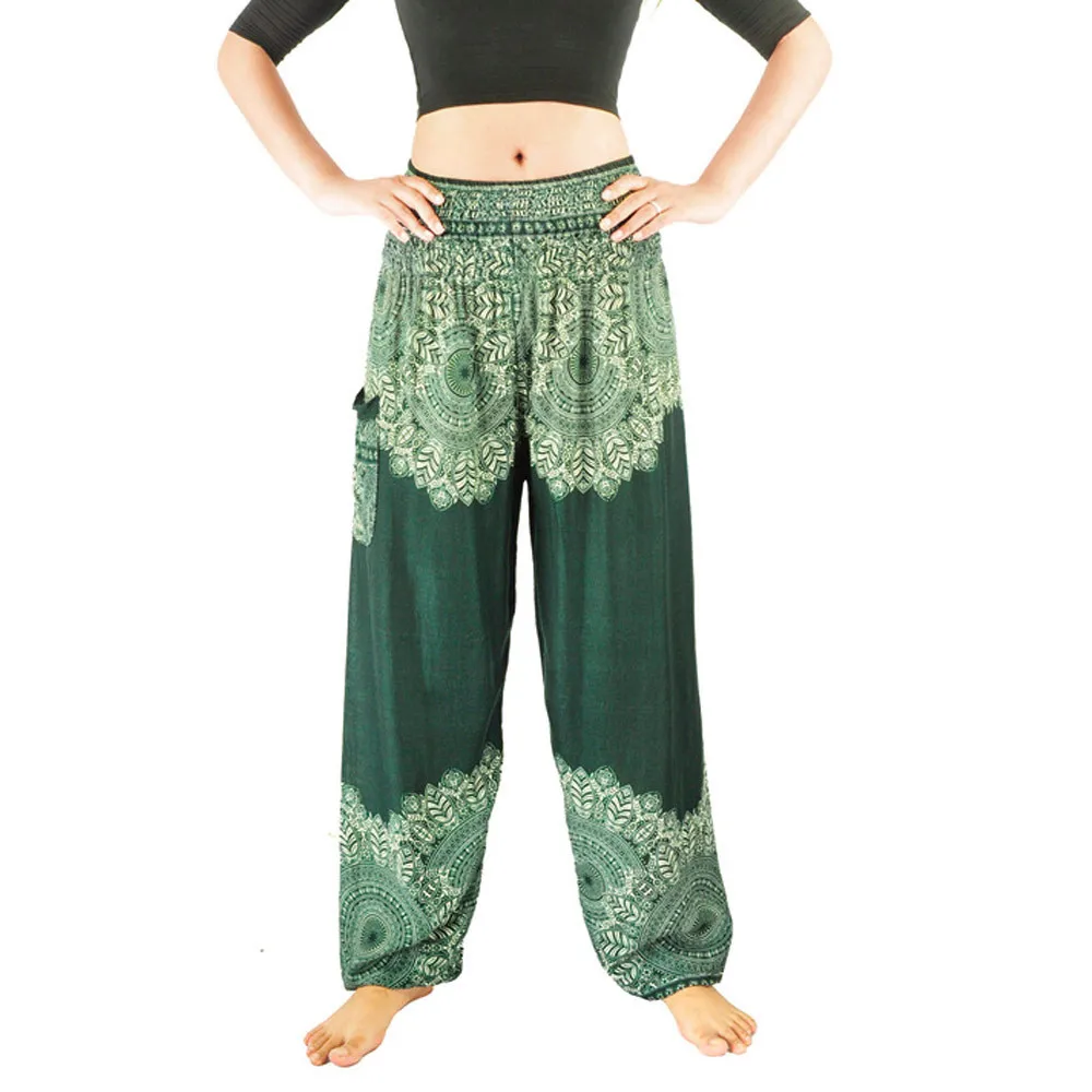 Летние богемные повседневные свободные штаны шаровары Boho женские брюки с