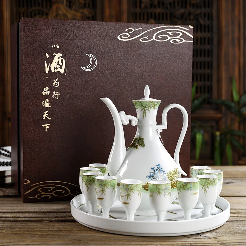 Набор керамических бокалов для вина винный графин белого цвета плоская фляжка