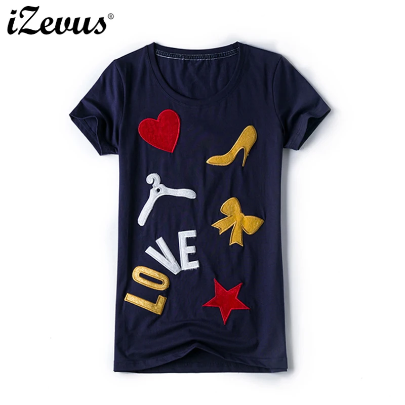 IZEVUS женские топы футболки женская футболка с надписью и вышивкой LOVE Женская