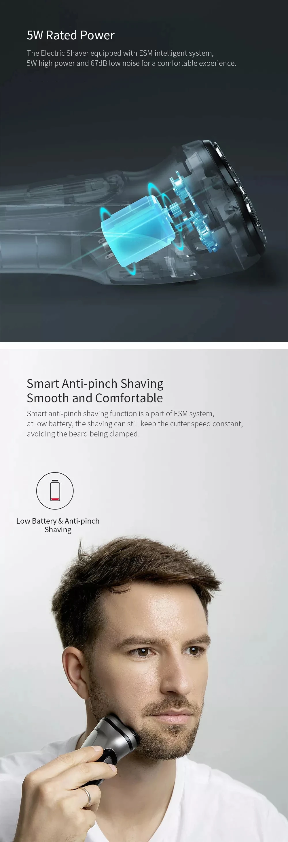 Xiaomi Enchen BlackStone перезаряжаемая электробритва 3D с тройным плавающим лезвием бритвенные бритвы для мужчин триммер для бороды Mach