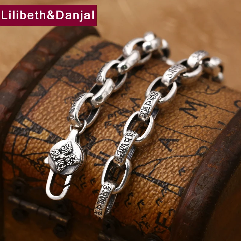 Браслет Будды серебро 100% пробы украшения для мужчин этническое сердце сутра