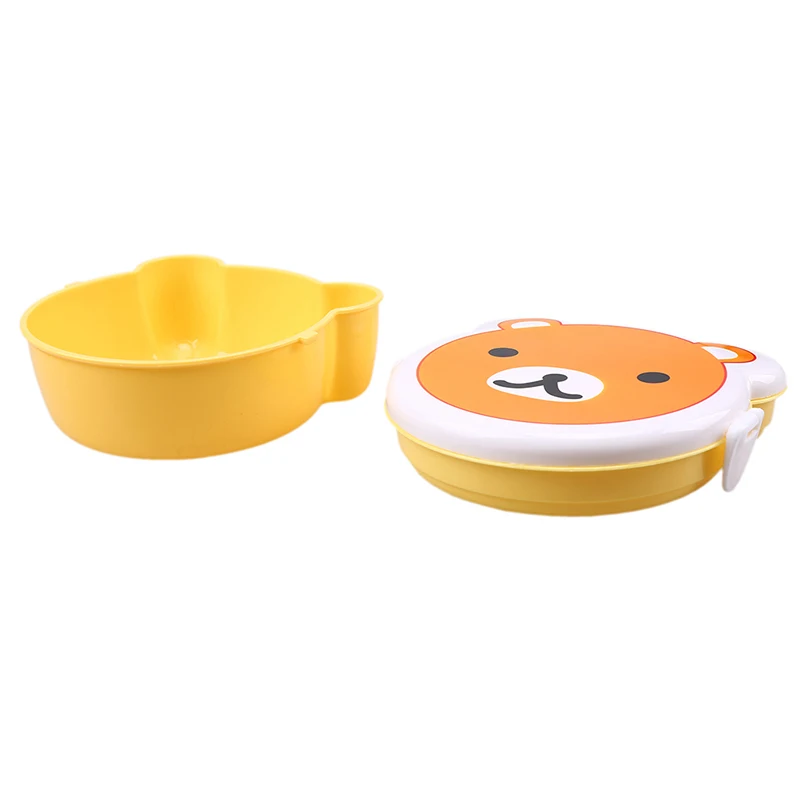 WHISM двухслойный мультяшный Ланч-бокс для детей, пластиковая коробка для бенто, милый сэндвич, Портативный Ланч-бокс с ложкой для пикника и школы