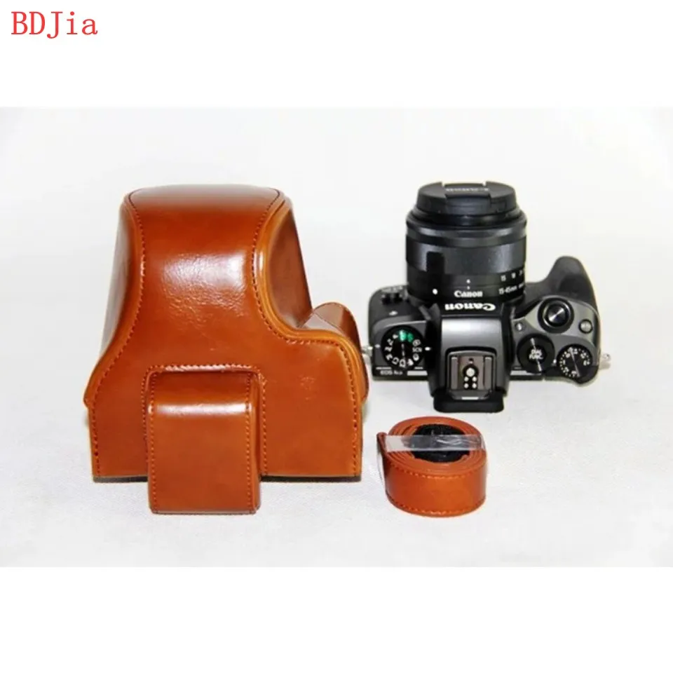 Чехол из искусственной кожи для камеры Canon EOS M50 M5 EOS Kiss M с объективом 15-45 мм с плечевым ремнем