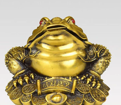 

8" China Bronze Yuanbao Coins Wealth Golden Toad Frog Luck Statue Bronze decoration bronze factory outlets