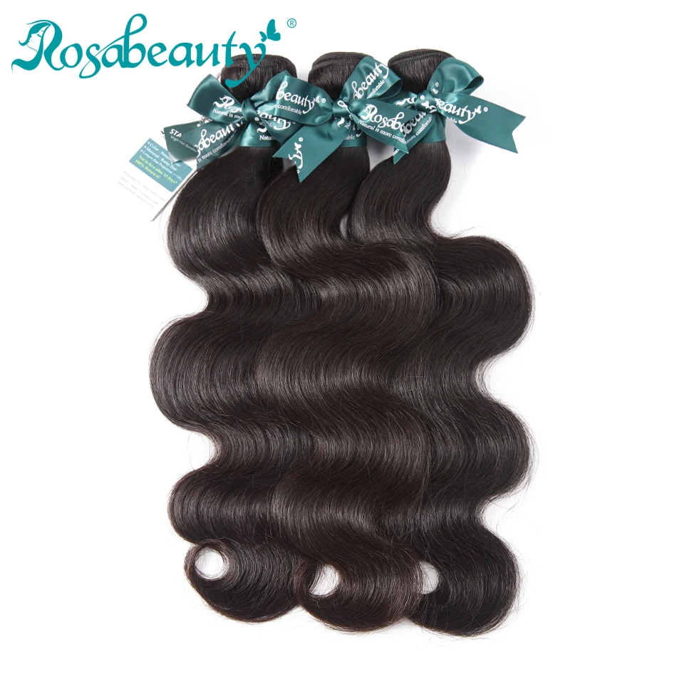 Unprocessed Malaysian Virgin Hair Body Wave 100% Human Weave 3 Bundles Deals Rosabeauty Products | Шиньоны и парики