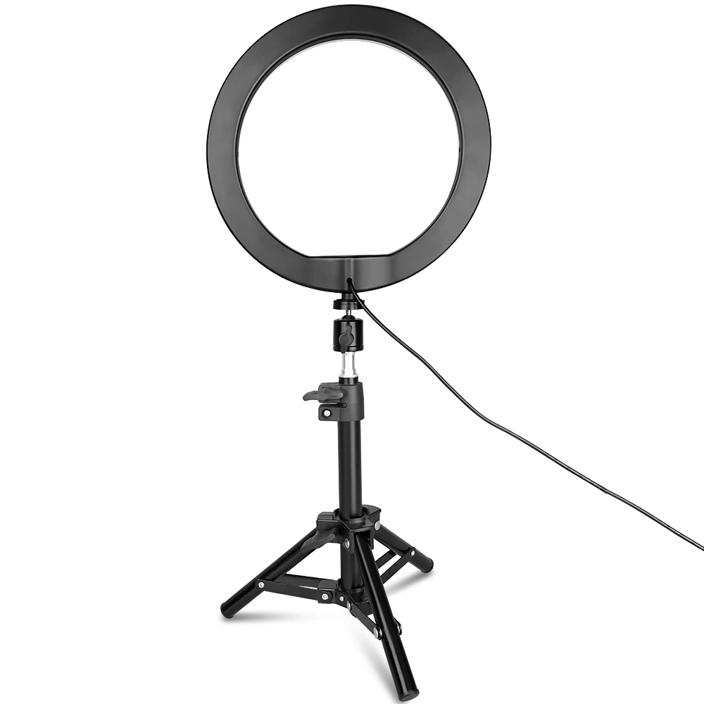 Travor 10 дюймов Selfie Ring Light 5500 K с штатив-Трипод стойка для трансляция макияж светодиодный настольный кольцо свет мини светодиодный Камера свет