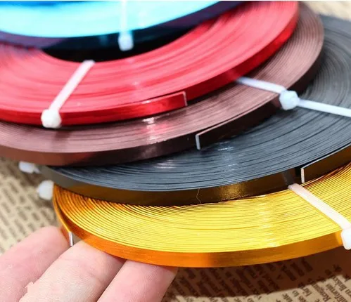 10 цветов плоская анодированная алюминиевая проволока для упаковки 5x1 мм