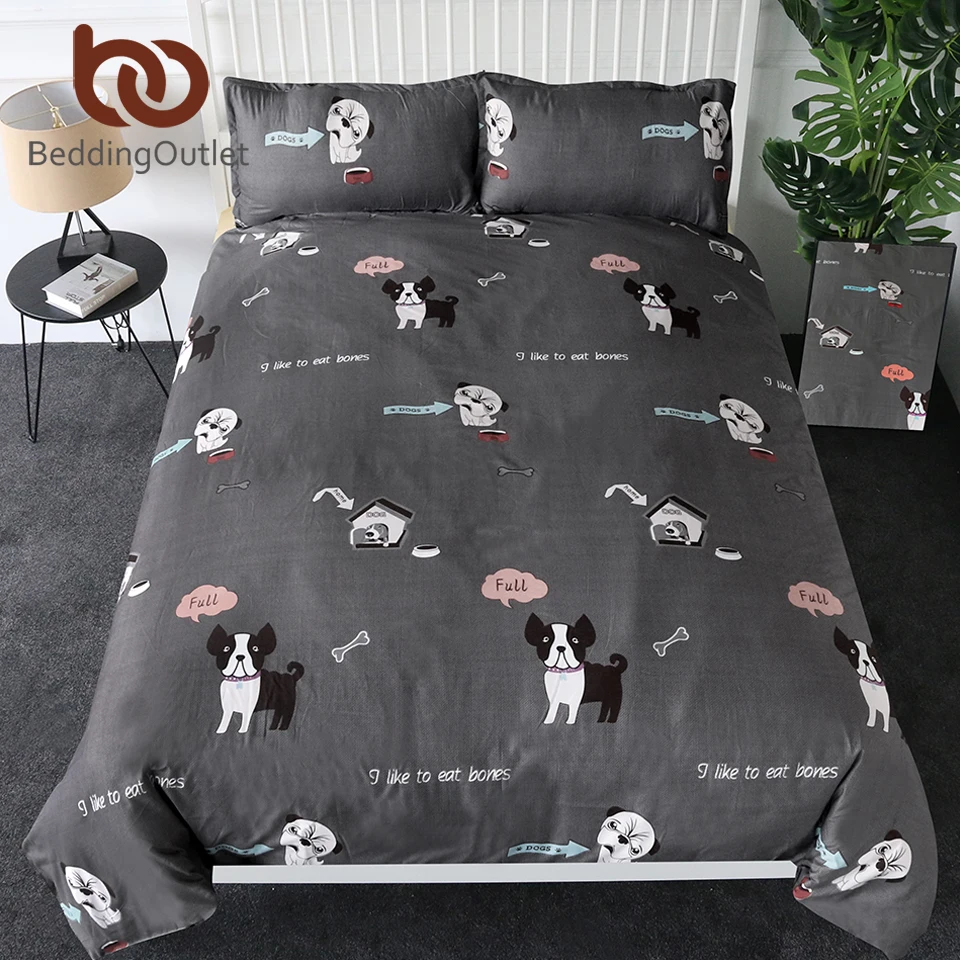 BeddingOutlet бульдог Постельное белье щенок собака Стёганое одеяло крышка с наволочками мультфильм Мопс простыни для детей 2/3/4 шт. двусторонний Комплект постельного белья