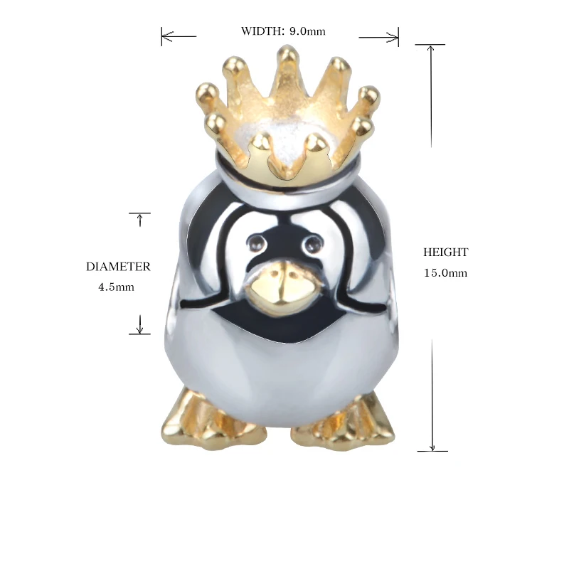Подходит для браслетов pandora, серебро 925, бусины, оригинальная Корона, пингвин, подвески, бусины в античном стиле, сделай сам, подвеска, ювелирное изделие для женщин, подарки