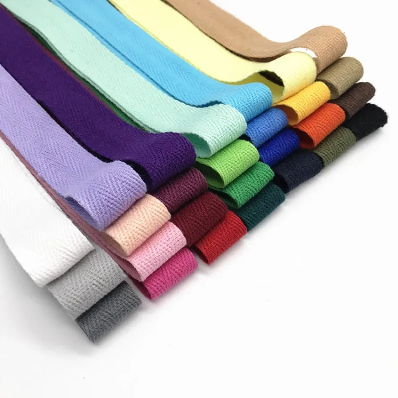 Лента шириной 20 мм однотонная тесьма в елочку из 100% хлопка 2 см Плетеный ремешок