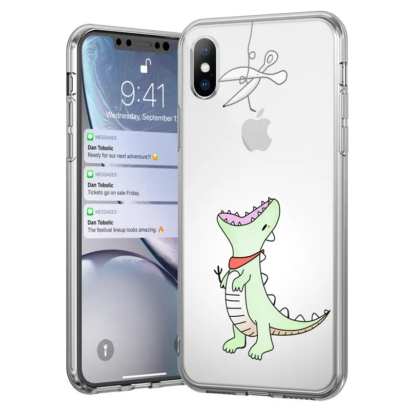 2638 Чехол Ottwn для iPhone X, чехол для iPhone 6, 6s, 7, 8 Plus, XR, XS Max, 5, 5S, SE, 11Pro, Max, забавное животное, динозавр, мягкий чехол для телефона, прозрачный чехол - Цвет: 2638