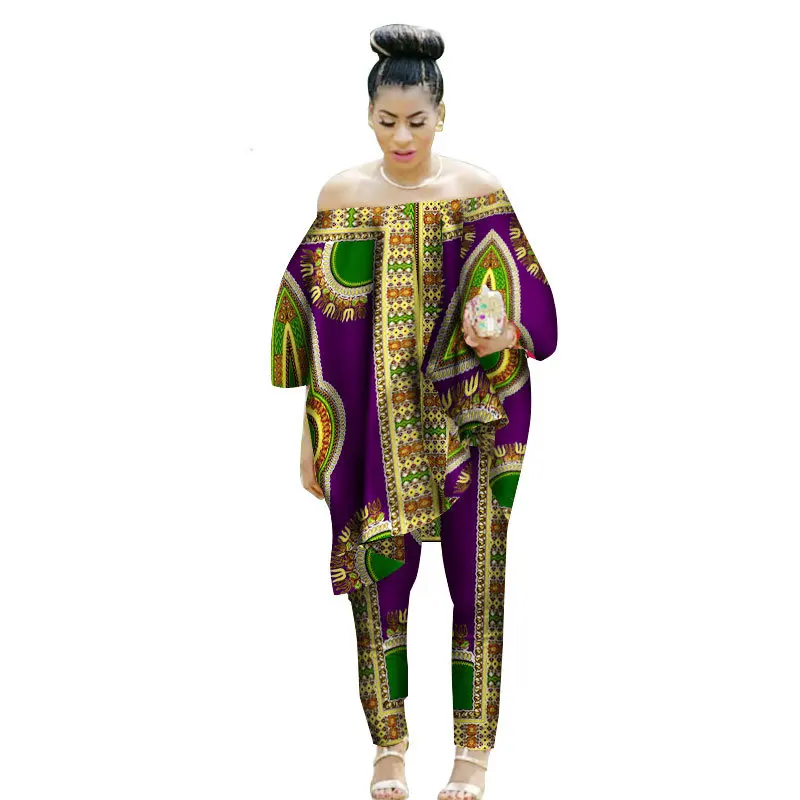 Африканская Дашики одежда для женщин комплект из 2 предметов хлопок печатный