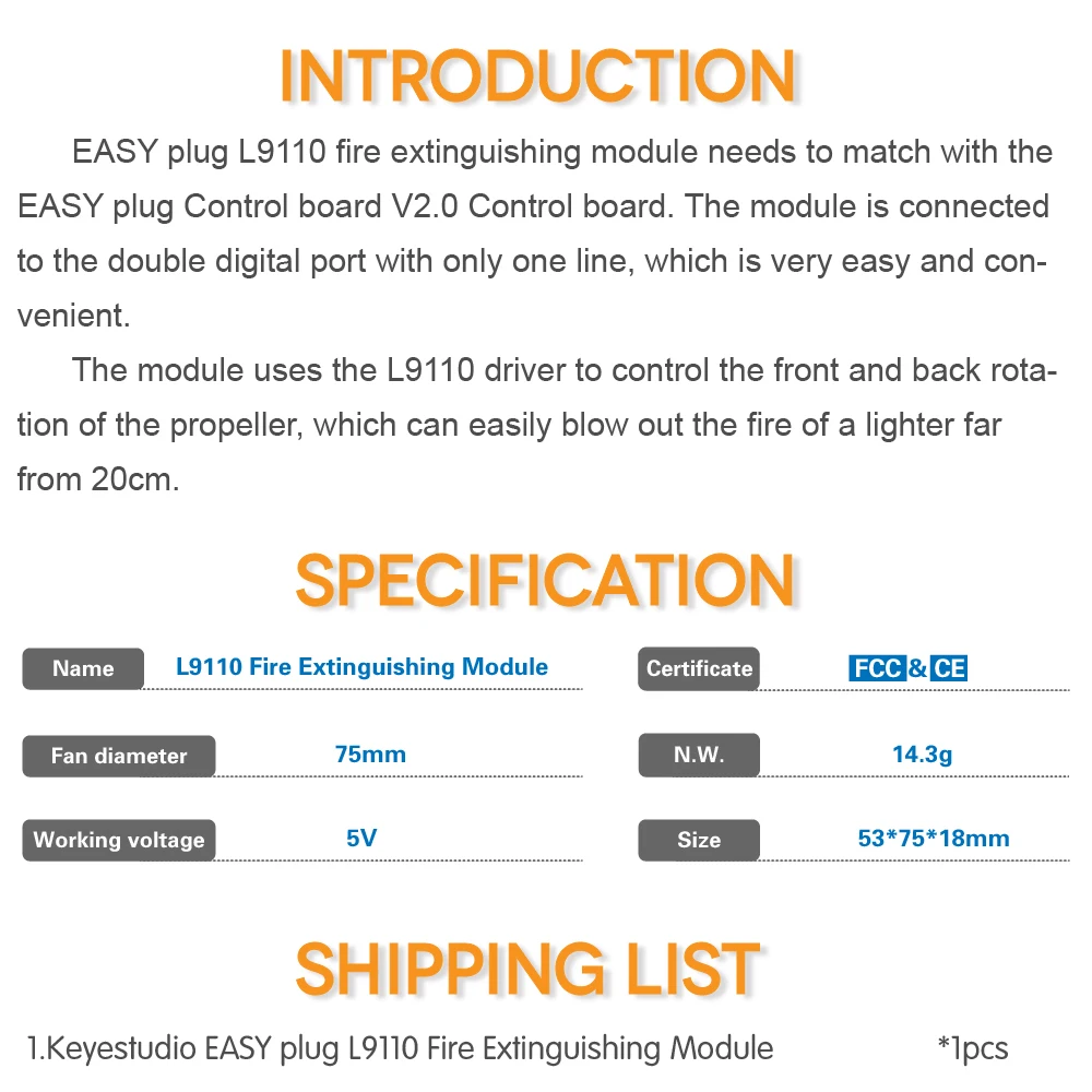 Keyestudio легкий разъем L9110 вентиляторный модуль для Arduino пожарный робот