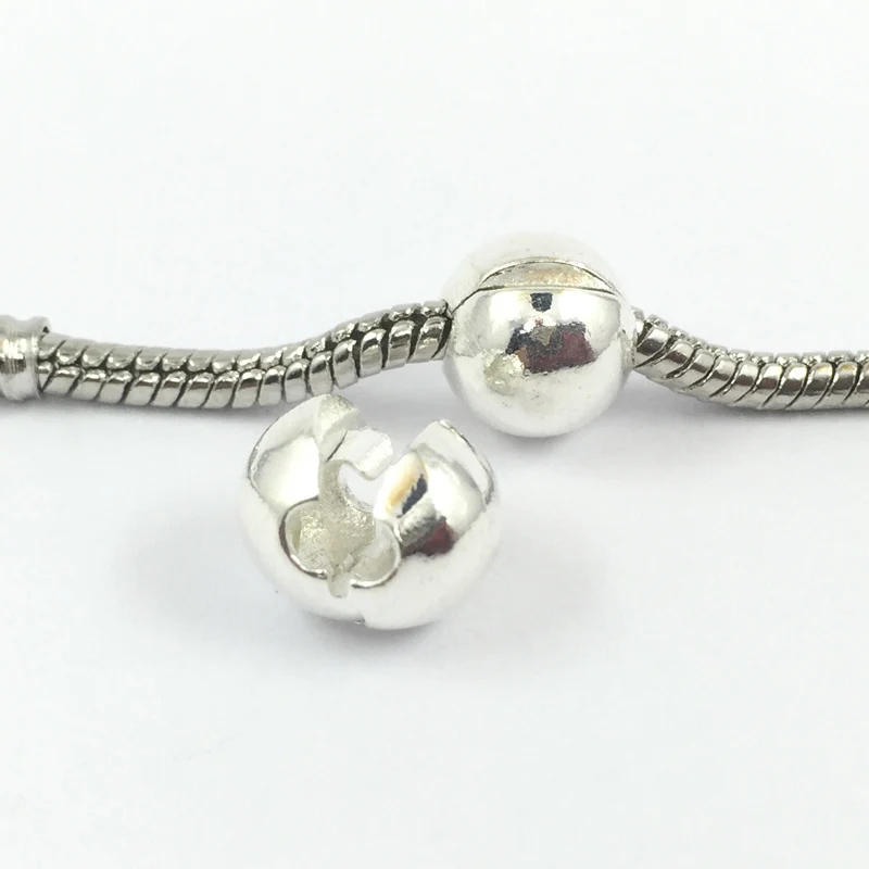 Посеребренные Круглые скрепки бусины замочки пробка талисманы европейские