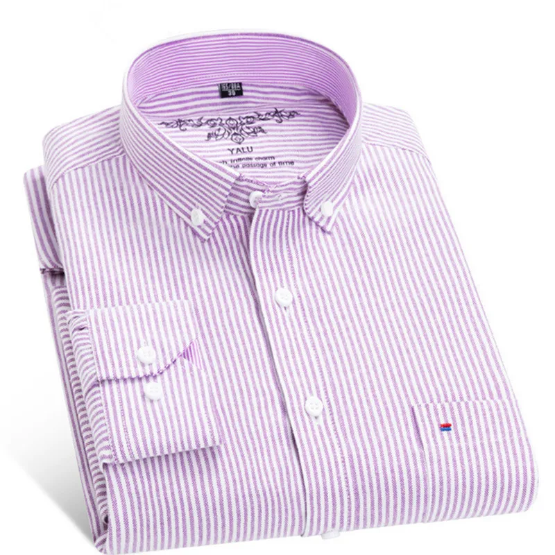 Мужская Повседневная рубашка в полоску с длинным рукавом деловая тонкая Оксфорд