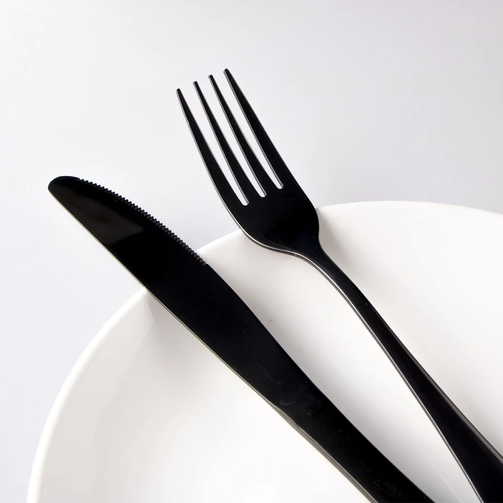 BERGLANDER High-quality Black Cutlery Set Stainless Steel Western Food Tableware Sets Fork Steak Knife Dinnerware | Дом и сад