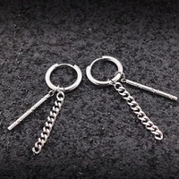 black chain texture trendy brief titanium stainless steel colors plated men earring drop earrings for women classic jewelry