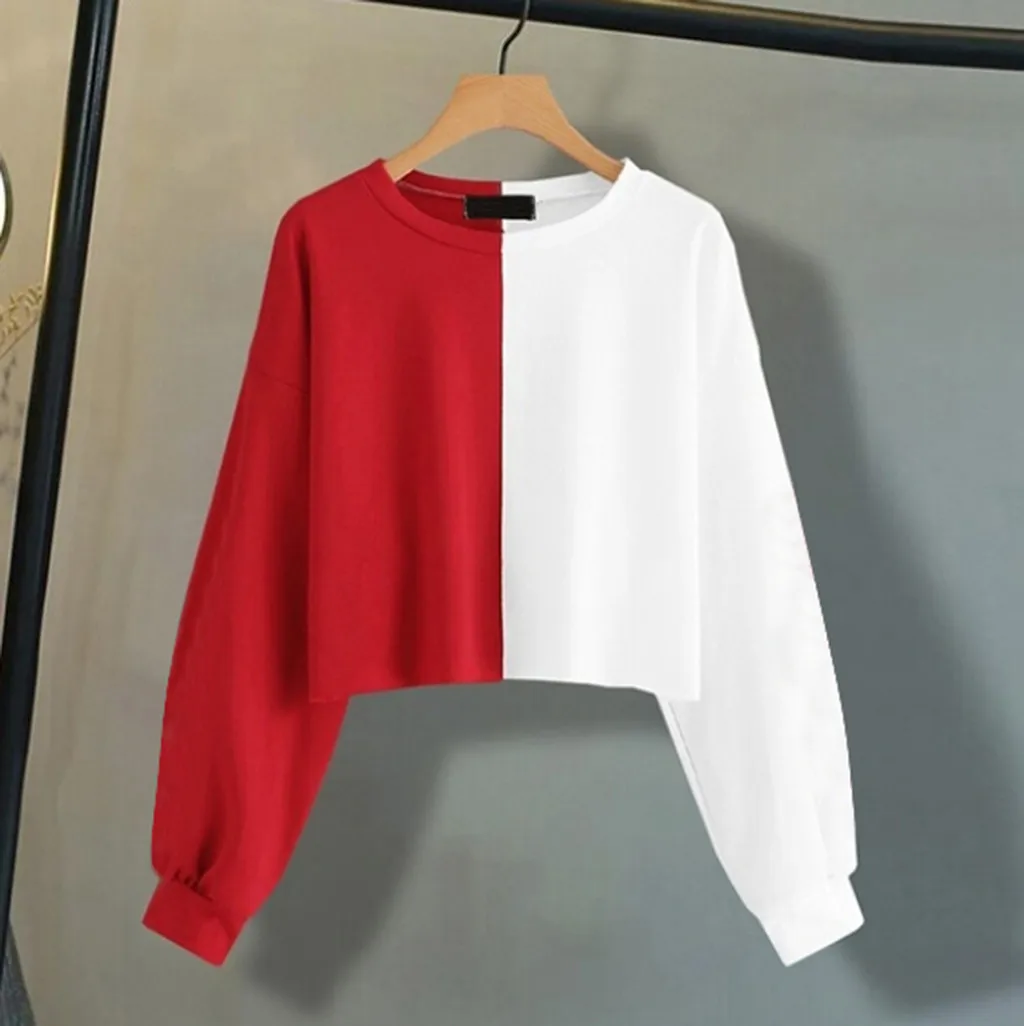 Женский короткий свитшот с длинным рукавом капюшоном | Женская одежда