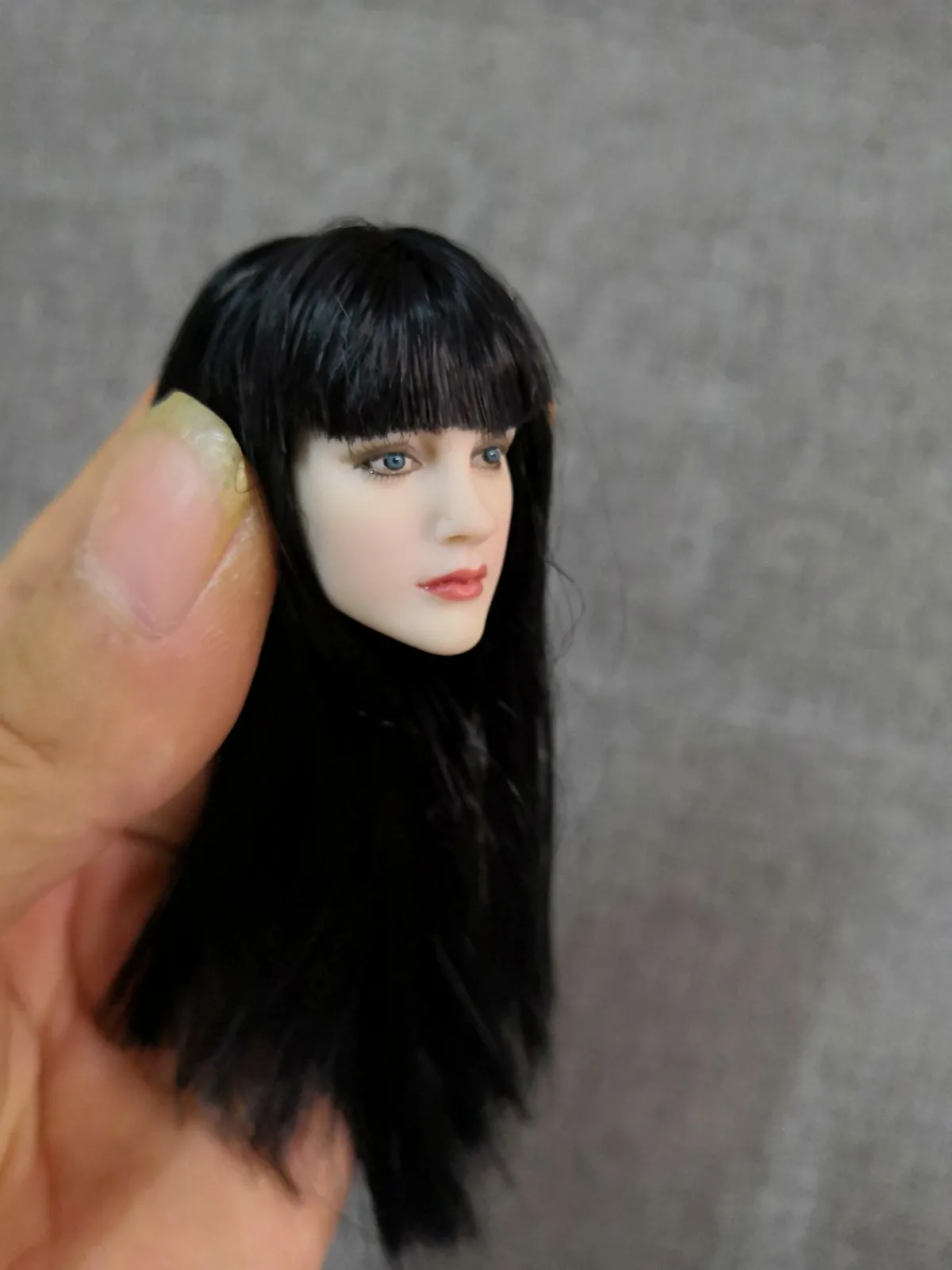 1/6 женская голова Лепка девушка азиатская бледная кожа черные длинные прямые