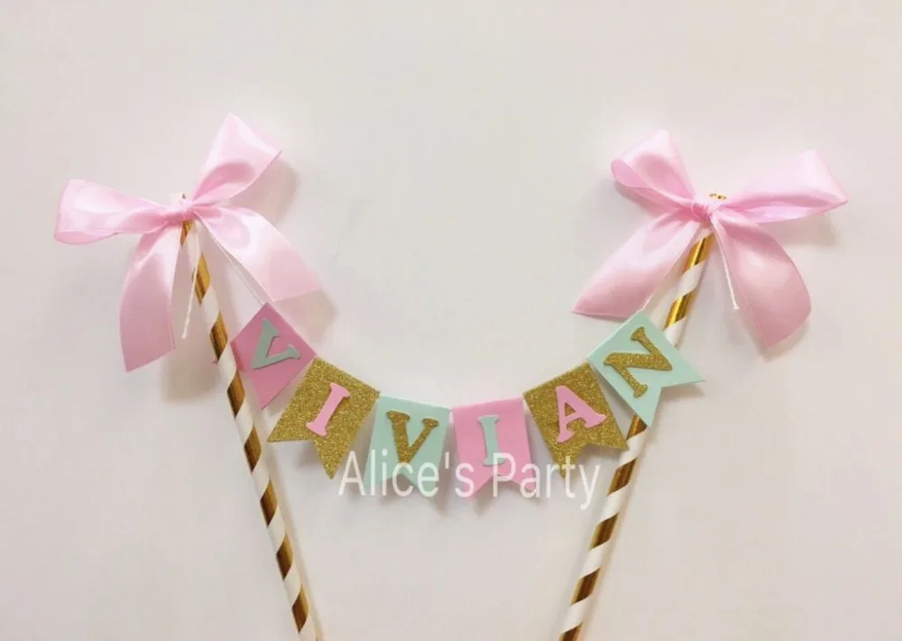 Ручной работы на заказ Детское Имя торт Топпер бандаж детский душ вечеринка