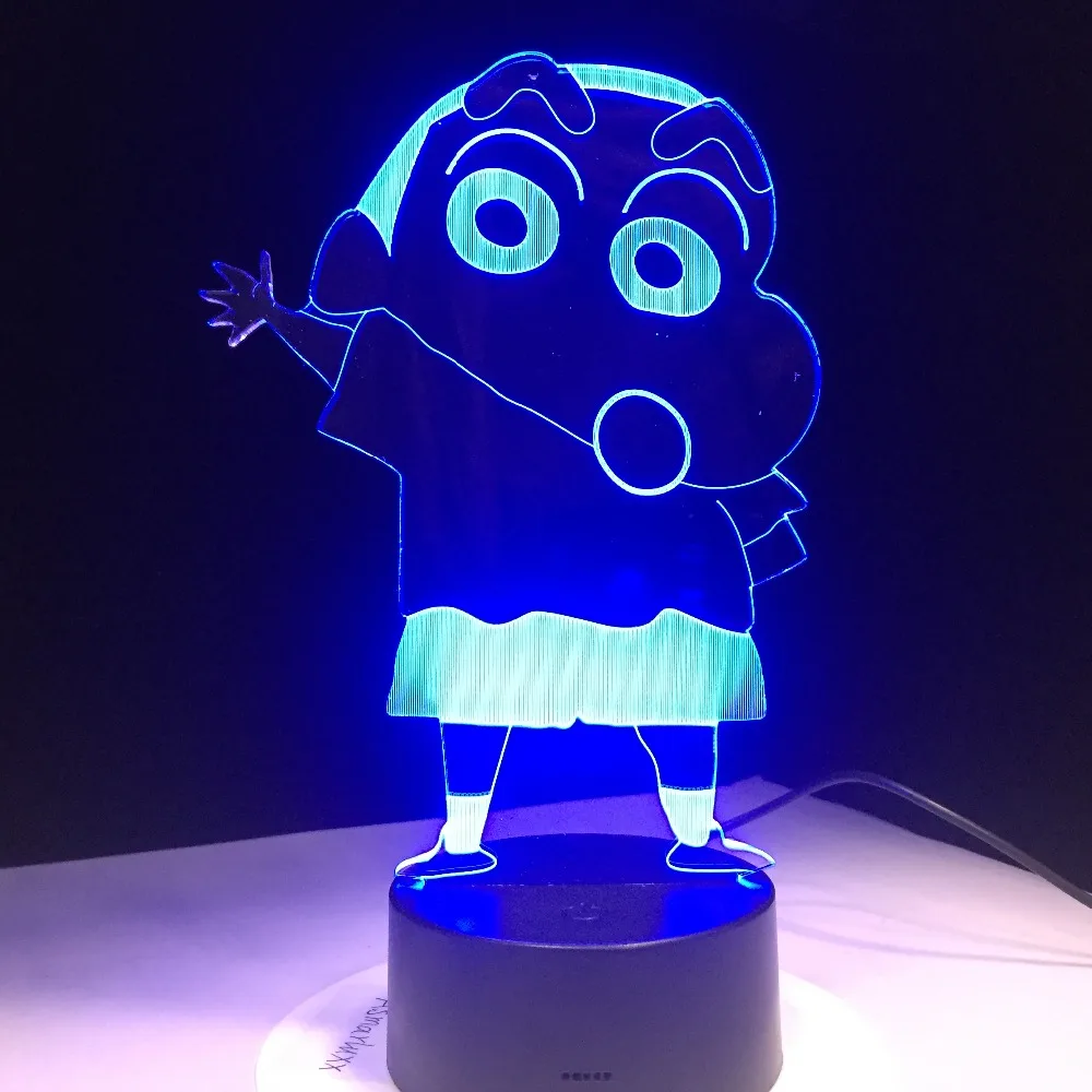 7 цветов Мультфильм Kureyo Crayon Shinchan 3D светодиодный Ночник светильник USB детский
