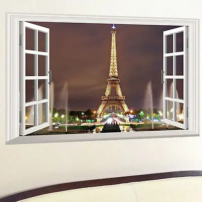 Настенная виниловая 3d-наклейка Эйфелева башня | Дом и сад
