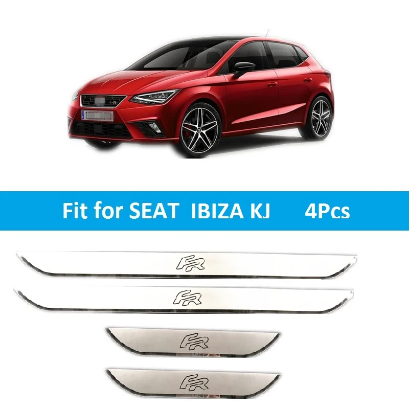 for IBIZA 4 шт. в комплекте для SEAT LEON ARONA ATECA IBIZA FR накладка из нержавеющей стали Накладка на порог автомобиля аксессуары для укладки - Название цвета: for IBIZA