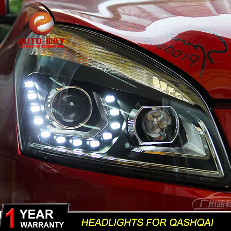 Автомобильный Стильный чехол на голову для Nissan Qashqai фары 2008- светодиодный Qashqai фары DRL линзы двойной луч Биксенон HID