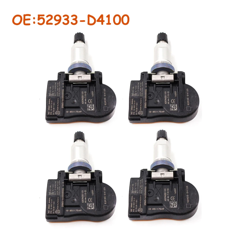 4 шт./лот OEM 52933 D4100 52933D4100 Автомобильный датчик давления в шинах TPMS для Optima Sportage Sorento