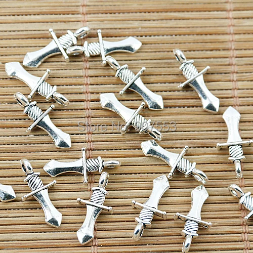 

300pcs Tibetan silver tone little sword design charms EF1323