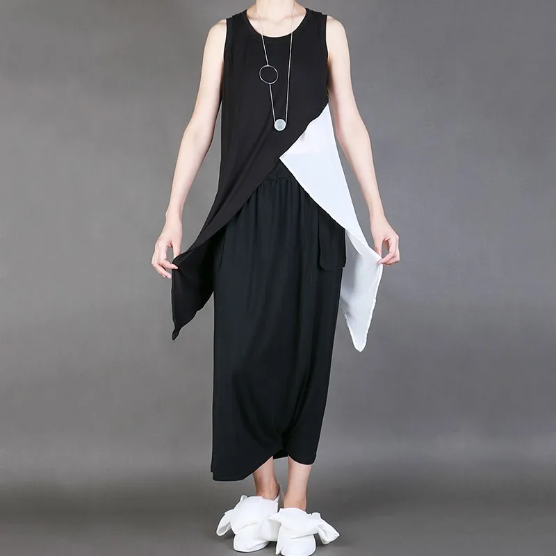 Платье без рукавов TWOTWINSTYLE весеннее повседневное длинное большого размера |