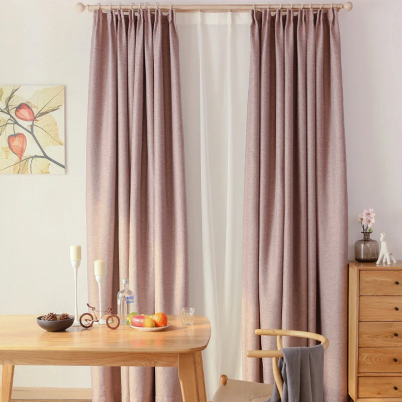 light purple Современные льняные затемненные шторы для гостиной, спальни, занавески на окно, занавески, готовые затемненные оконные шторы, 1 панель, дверь - Цвет: light purple