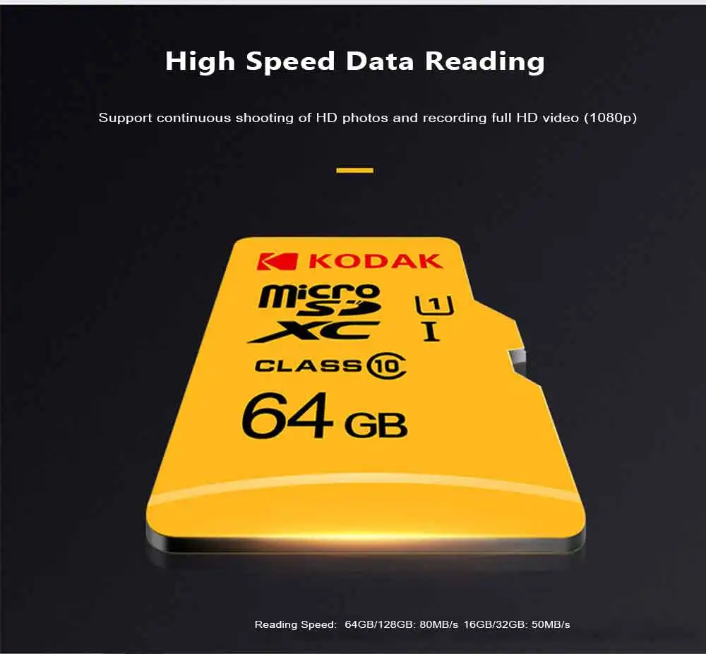 Карта флеш-памяти KODAK U1 128 Гб 64 ГБ 32 ГБ 16 ГБ Micro SD карта tarjeta de высокоскоростная карта памяти MicroSD карта TF/SD карта класса 10