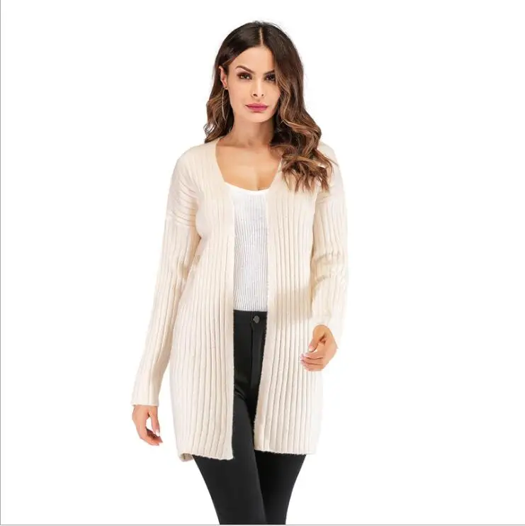 2019New Hot Sale Women's Sweaters Autumn European American large size women solid color long knit cardigan sweater women's Coat |