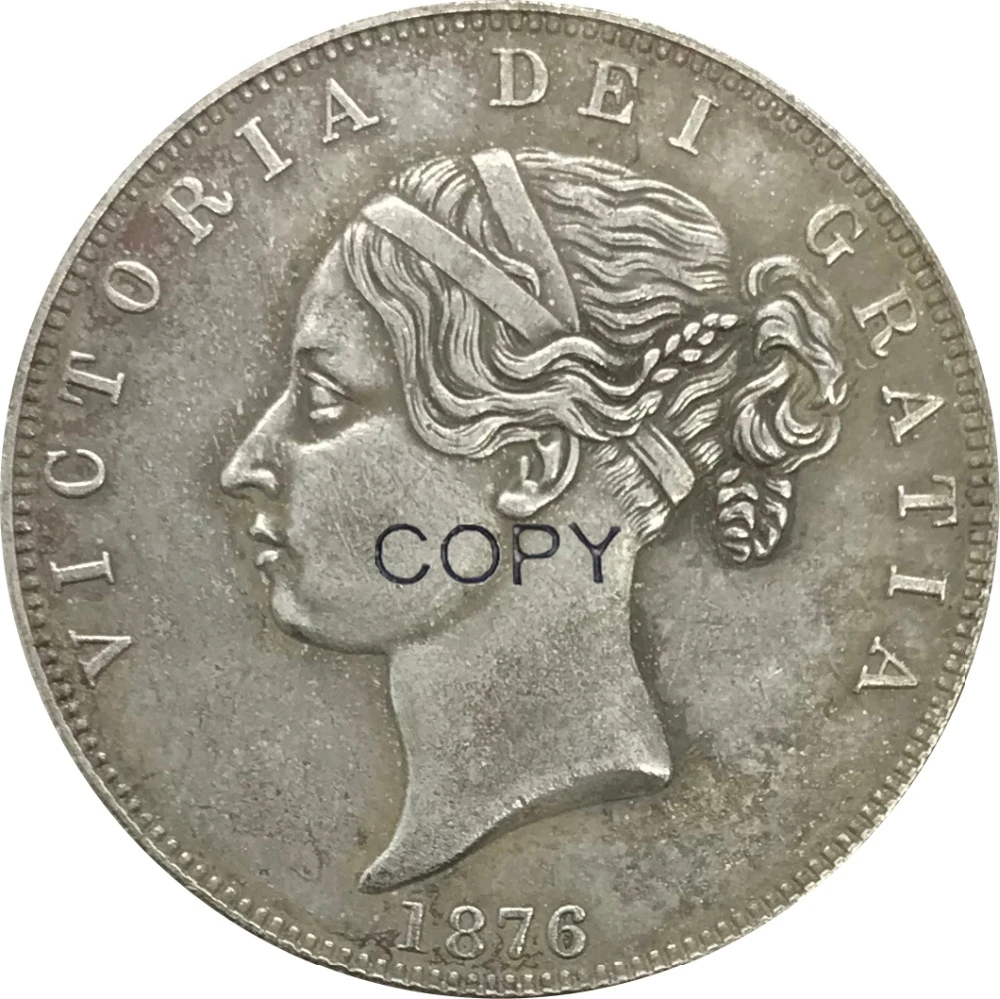 1876 Великобритания 1/2 Корона коллекционные предметы Мельхиор Посеребренная копия