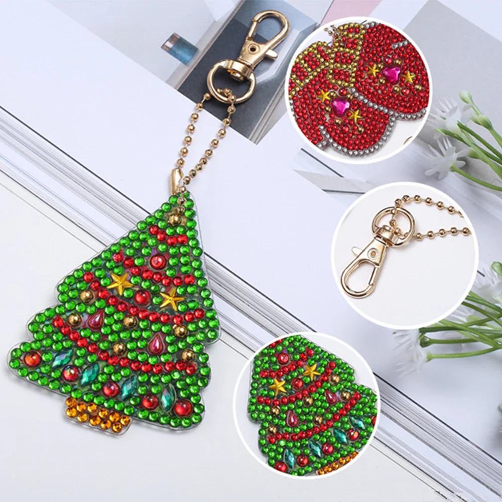 5D DIY Рождественская цепочка для ключей Алмазная картина специальная форма брелок