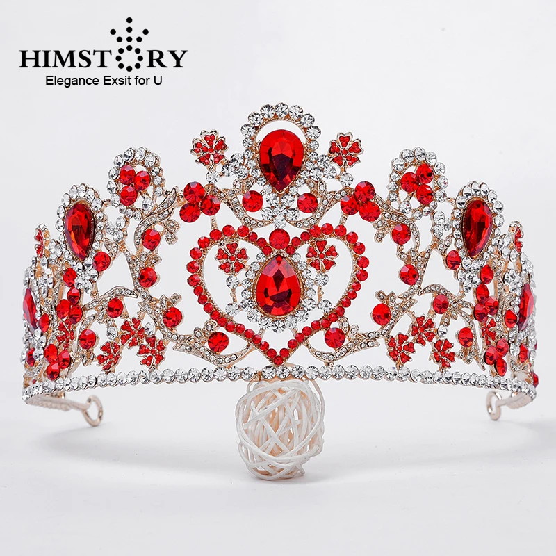 HIMSTORY великолепные красные диадемы и короны Большой синий горный хрусталь
