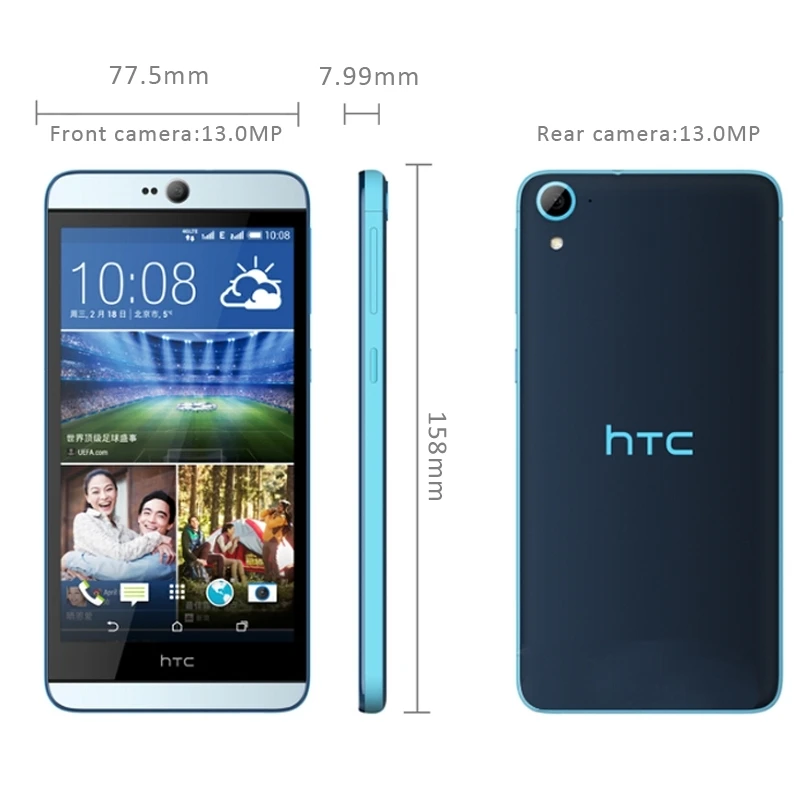 Оригинальный разблокирована HTC Desire 826 Octa Core 5.5 дюймов 13MP Камера 2 ГБ Оперативная