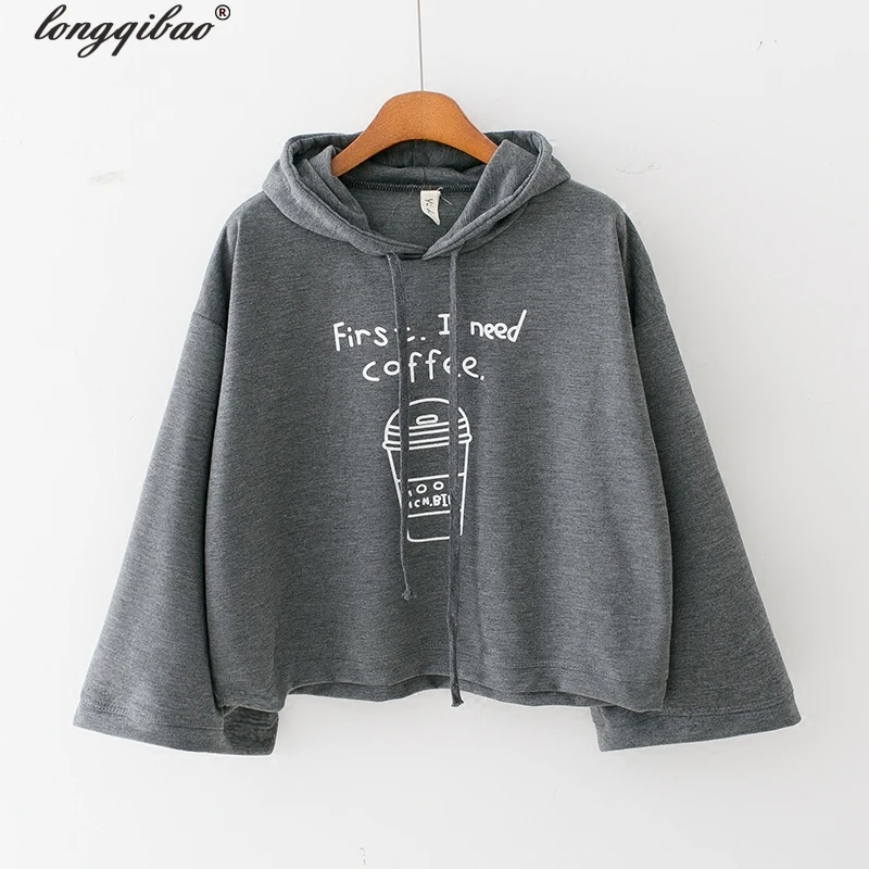 Женская толстовка с капюшоном длинным рукавом и принтом | одежда