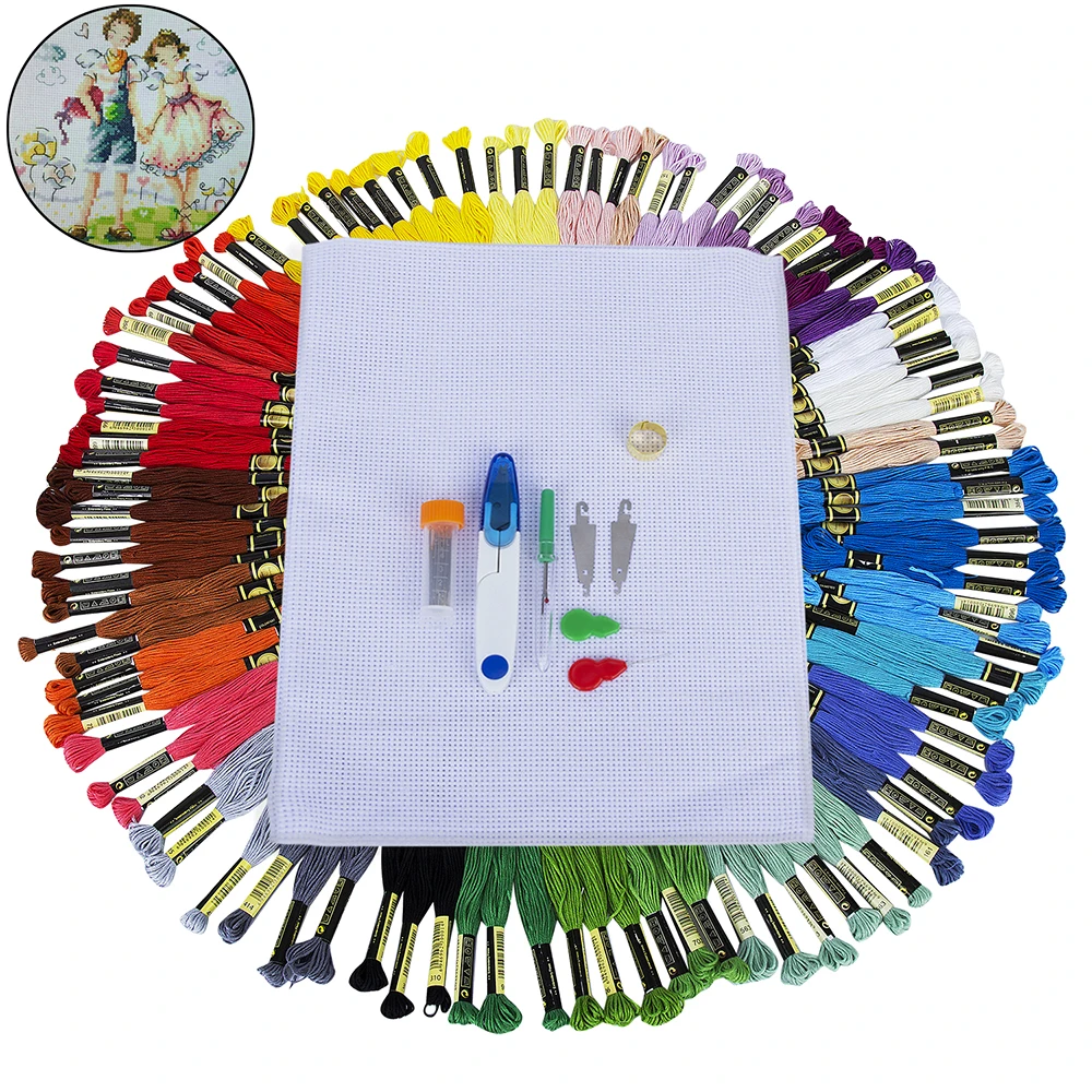 105 Моток хлопковой нити для вышивки разноцветная Радужная цветная нить крестиком