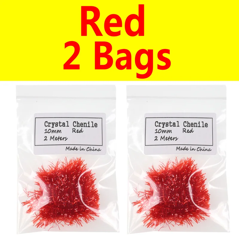 2 bags red Bimoo 2 шт 10 мм для завязывания мушек Кристалл Flash Chenile Hackle Flasher для стримера яйцо лосось форель материал для завязывания мушек FL зеленый розовый - Цвет: 2 bags red