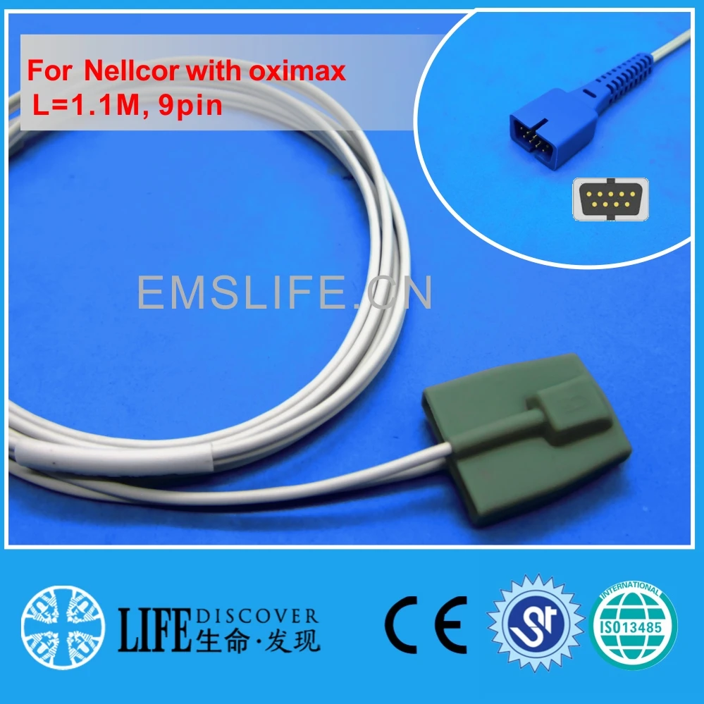 Короткий кабель детский или педиатрический силиконовый датчик кислорода spo2 для