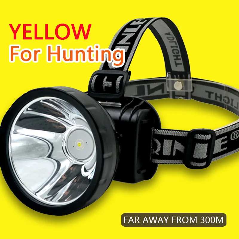 Yellow-for hunting QINLE светодиодный налобный фонарь 18650 перезаряжаемый головной светильник регулируемая повязка на голову наружный походный головной светильник со встроенным аккумулятором водонепроницаемый - Испускаемый цвет: Yellow-for hunting