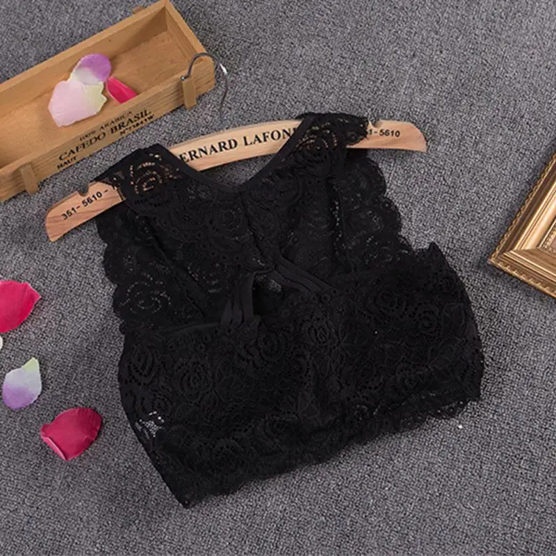 Черный Женская сексуальная грудь мягкий безрукавки LaceChest Pad Base нижнее белье Bralette crop top - Цвет: Черный