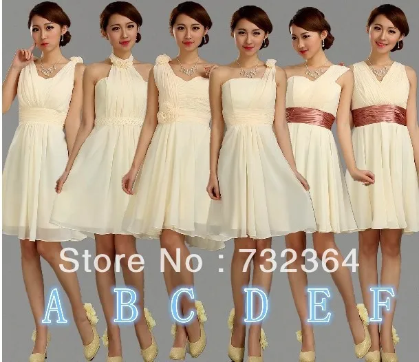 Free shipping cream chiffon floral bridesmaid dress 5 styles for choose