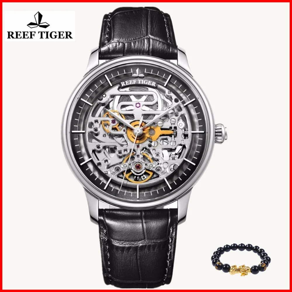Риф Тигр Роскошные брендовые Дизайнерские мужские часы с скелетом Reloj Hombre