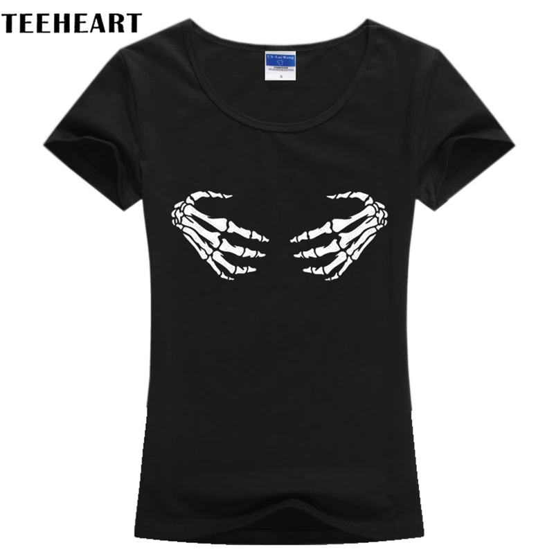 TEEHEART Новинка 2017 года Женская футболка Cool Bone Череп с принтом в виде рисунка от руки