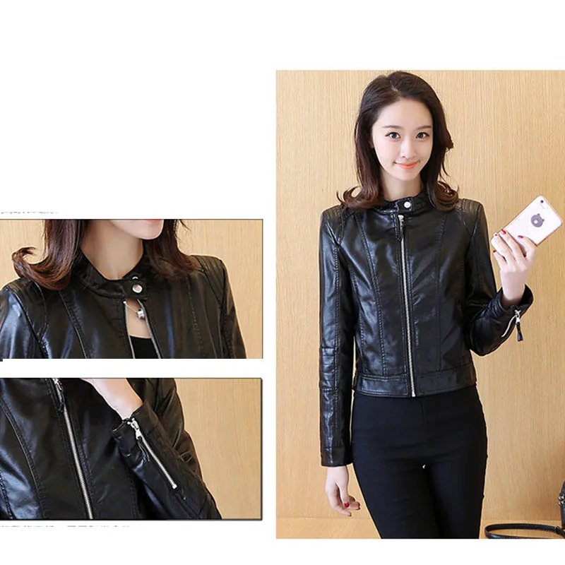 Осенняя мотоциклетная куртка из искусственной кожи для женщин пикантная женская