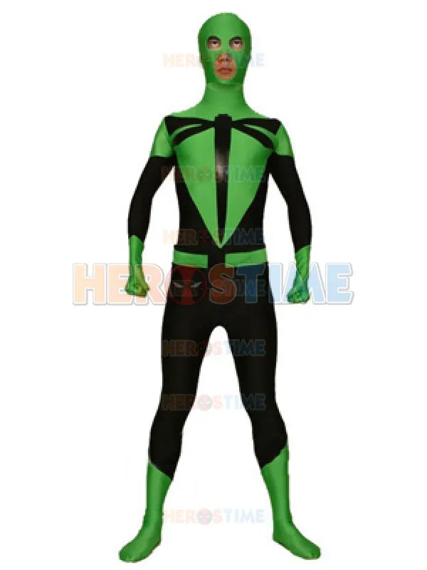 Dragonfly costume Green And Black Spandex Fullbody Superhero Costume Zentai Suit free shipping | Тематическая одежда и